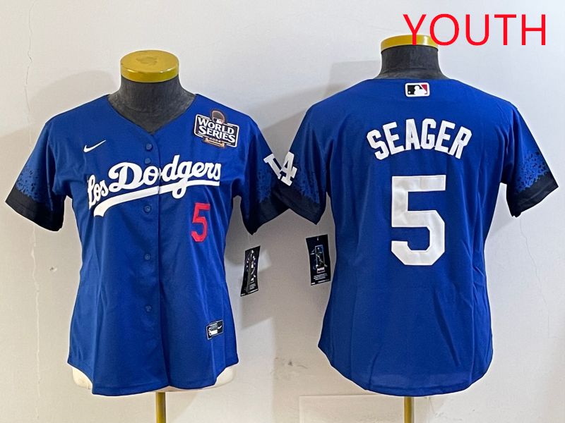 Youth Los Angeles Dodgers #5 Seager Blue City Edition 2025 Nike MLB Jersey style 5->youth mlb jersey->Youth Jersey